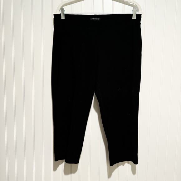 Eileen Fisher Black Viscose Knit Pull On Pants Cropped Size Medium - Picture 1 of 5